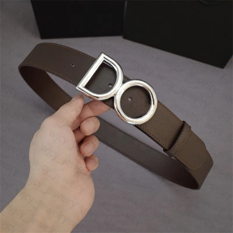 Classic Designer Mens Belt Width 4CM Genuine Leather Belts for Man Woman Smooth Buckle Gold Sliver Cowhide Letter Design