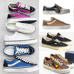 Free Shipping Designer Pearlized Canvas Shoes Men Sneakers Women Old Skools Shoes Pearl Retro Skate Flats Scarpe Plate-forme Trainers Casual Shoes 1083