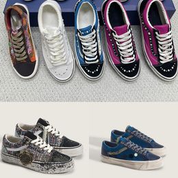 Pink Blue Eu45 New Luxury Canvas Walking Shoes Sneakers For Men Women Pearl Trainers Vintage Sports Casual Shoes Lace-Up Shoe 1083