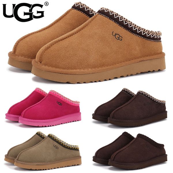 UGG Women's Tasman Slippers Tribal Whipstitch Trim Suede Shearling Lined Slip On Indoor Outdoor Winter Mule Slides Multiple colors