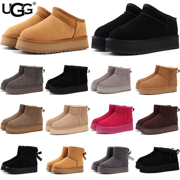 UGG Women's Classic Ultra Mini Platform Boots Suede Shearling Lined Thick Sole Winter Warm Anti-Slip Ankle Snow Boots Multiple colors
