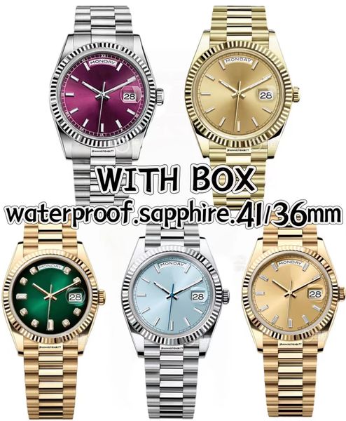 watches mechanica mens watch staines ssteel bracelet sapphire waterproof alasswith date womans gold silver blackcouplewatches with box 41/36/mm