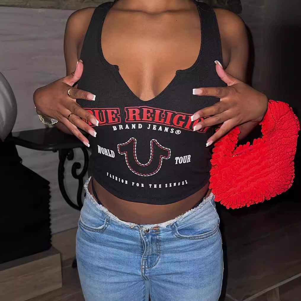 Designer Women's Tanks European American Street Fashion Letter Printed Pit Vest Summer Women Casual Y2k Cropped Tank Tops Tees